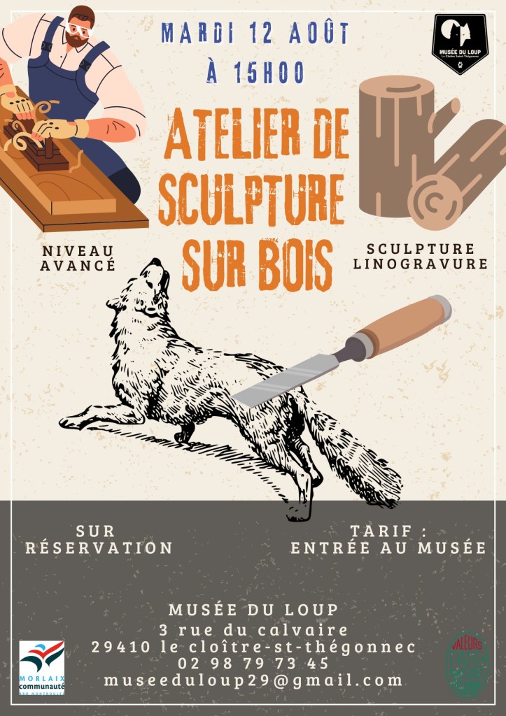 affiche - atelier sculpture sur bois KERRET-NOZ (niveau avancé 12 août)
