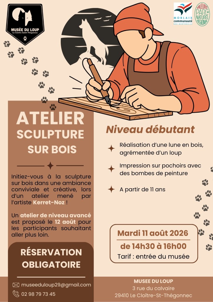 Affiche - atelier sculpture bois (débutant) (11 août 2026)